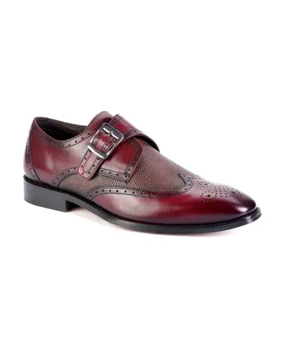 Anthony Veer Men's Delano I Single Monk Strap Dress Shoes In Burnished Oxblood