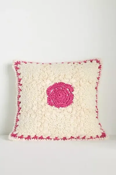 Anthropologie Aspen Crochet Pillow In Pink