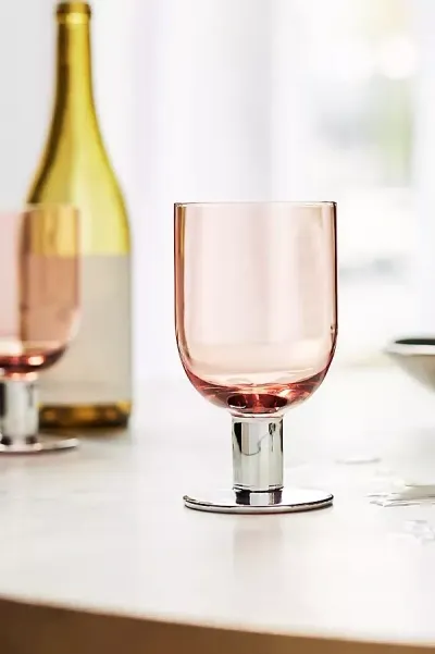 Anthropologie Bo Wine Glasses, Set Of 4 In Pink