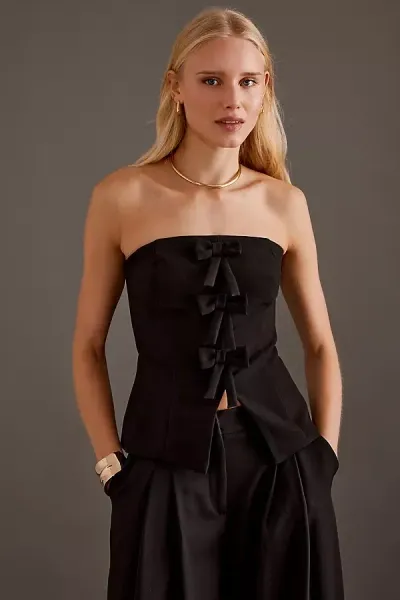 Anthropologie Bow-front Bandeau Top In Black