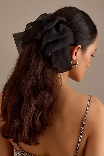 Anthropologie Corsage Bow Barrette Hair Clip In Black