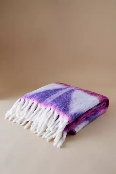 Anthropologie Cosy Cocoon Fringed Throw In Purple