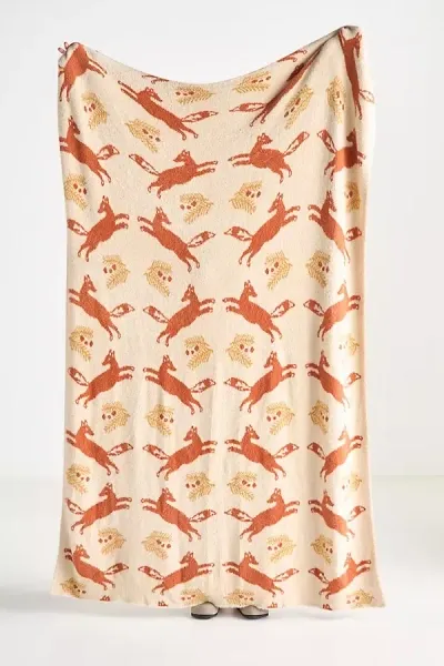 Anthropologie Fable Eyelash Throw Blanket In Red