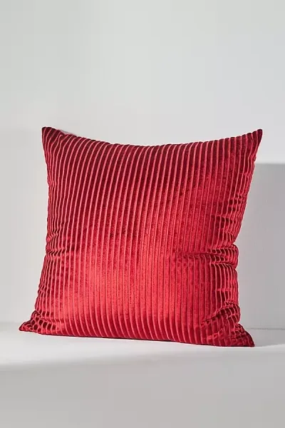 Anthropologie Fiora Ribbed Velvet Pillow In Red