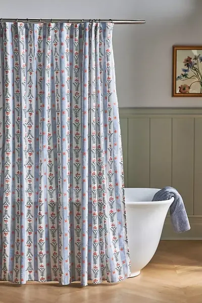 Anthropologie Lanie Shower Curtain In Blue