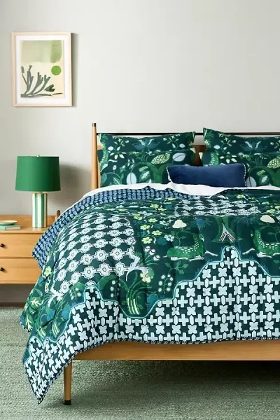 Anthropologie Leanora Printed Quiltu200b In Green