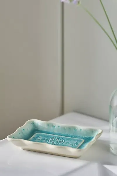 Anthropologie Old Havana Soap Dish In Blue