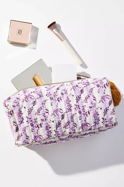 Anthropologie Tassel Printed Make-up Bag In Purple