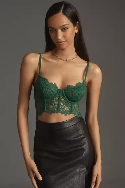 Anthropologie The Giselle Lace Bustier In Green