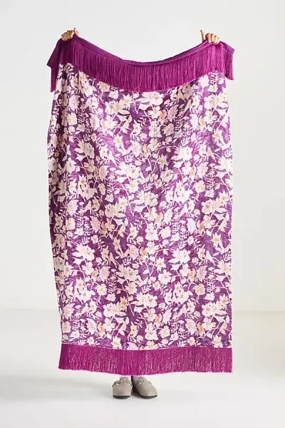 Anthropologie Valentina Velvet Throw Blanket In Purple