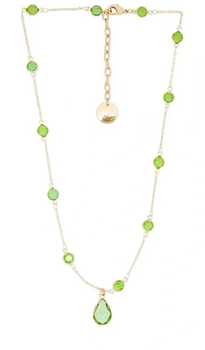 Anton Heunis Short Crystal Chain With Drop Pendant In Light Green & Gold