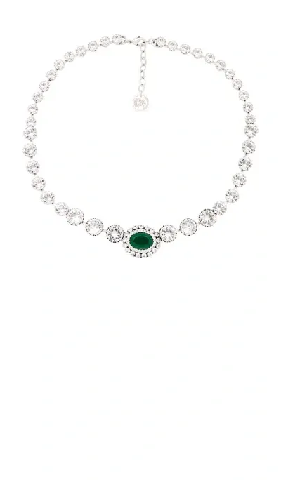 Anton Heunis Short Crystal Chain With Oval Cluster In Green  Crystal  & Silver