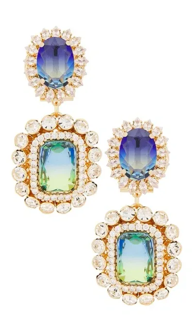 Anton Heunis Stud With Clip Oval & Cluster Pendant In Blue  Green  & Gold