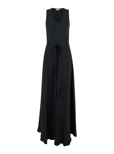 Antonelli Luxor Black Long Dress With Bow In Fabric Woman