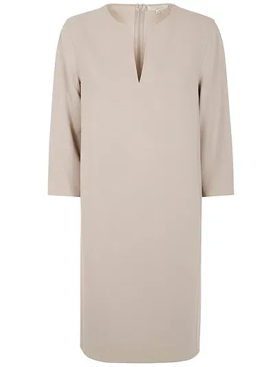 Antonelli Mark Tunic V Neck Dress In Nude & Neutrals