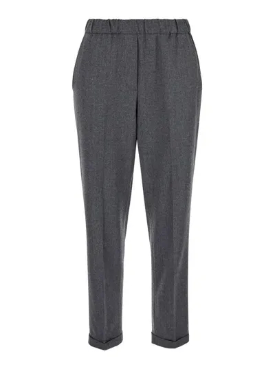 Antonelli Rosalba Grey Pants With Elastic Waist In Wool Blend Woman