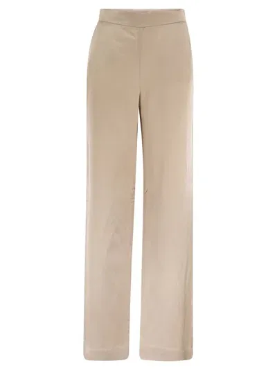 Antonelli Viscose And Linen Palazzo Trousers In Beige