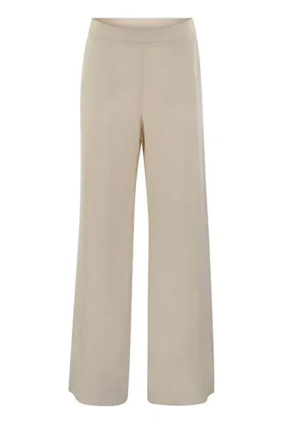 Antonelli Viscose And Linen Trousers In Milk