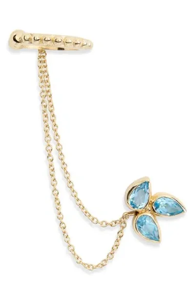 Anzie Bouquet Topaz Cuff & Stud Chain Earring In Gold