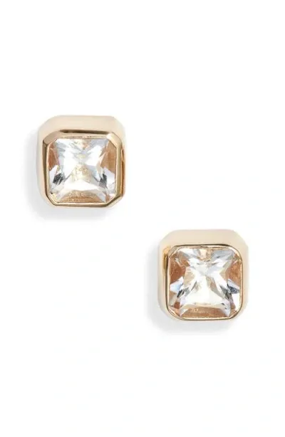 Anzie Cleo Jaeda Square Topaz Stud Earrings In Yellow Gold