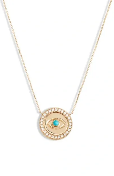 Anzie Evil Eye Diamond Necklace In Turquoise/aqua