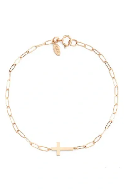 Anzie Love Letter Cross Pendant Bracelet In Gold