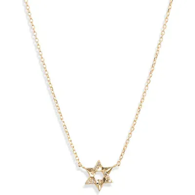 Anzie Love Letter Pavé Diamond Star Of David Necklace In Gold