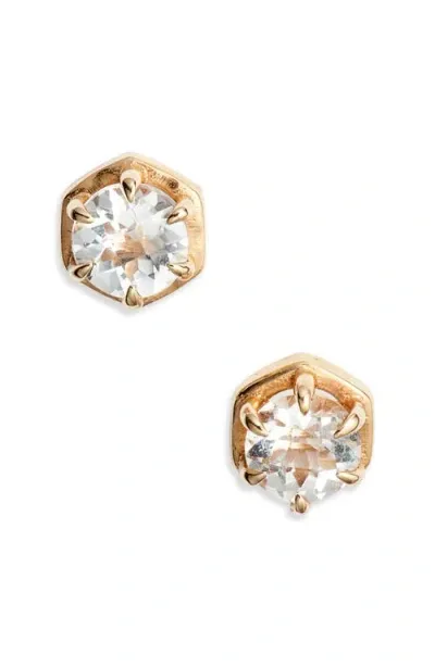 Anzie Mélia Round White Topaz Stud Earrings In Gold