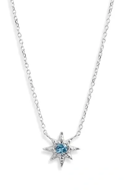 Anzie Micro Starburst Pendant Necklace In Blue