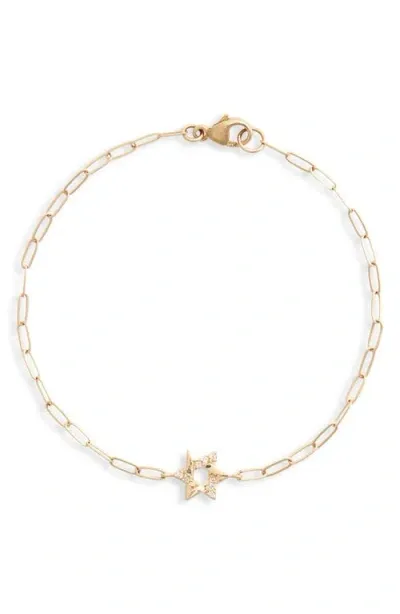 Anzie Pavé Star Of David Pendant Bracelet In Yellow Gold