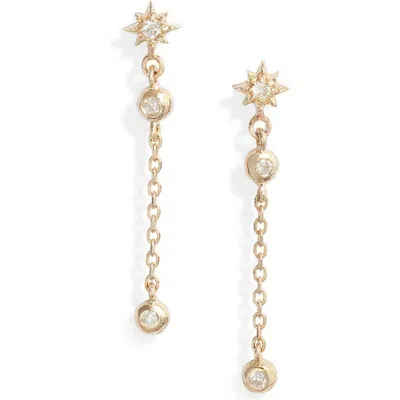 Anzie Starburst Diamond Chain Drop Earrings In Gold