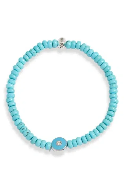 Anzie Turquoise Evil Eye Beaded Stretch Bracelet In Blue