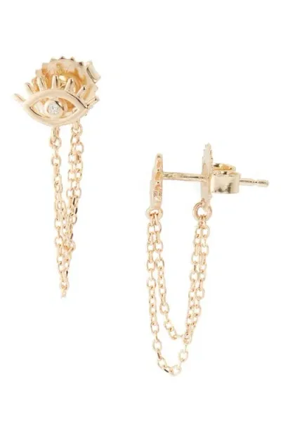 Anzie X Mel Soldera Evil Eye Lash Earrings In Gold/diamond