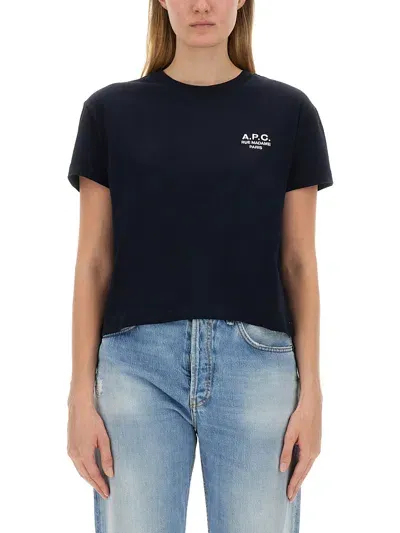 Apc A. P.c. T-shirt With Logo In Blue