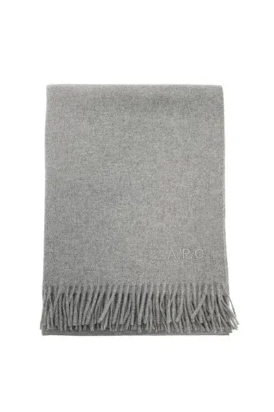 Apc A.p.c. Alix Brodée Wool Scarf Men In Multicolor