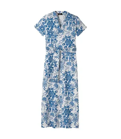 Apc A.p.c. Annelie Floral Printed Belted In Blue