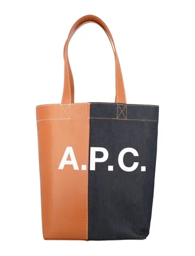 Apc タン＆ネイビー Axel N/s トートバッグ In Caramel