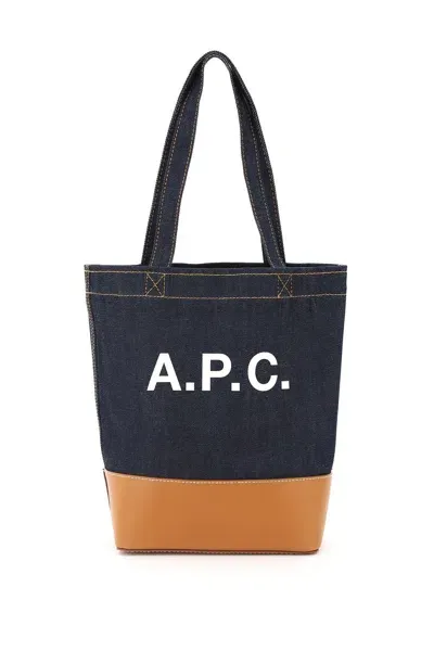 Apc Axel Small Denim Tote Bag In Blue