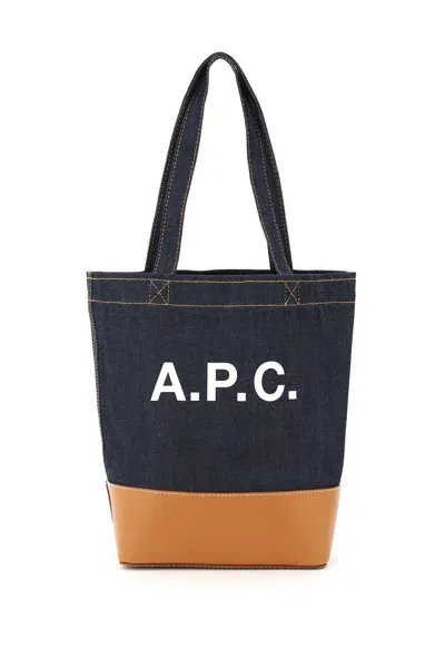 Apc Axel Small Denim Tote Bag In Blue