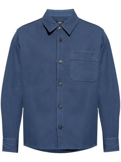 Apc Basile Brodée Poitrine Shirt In Blue