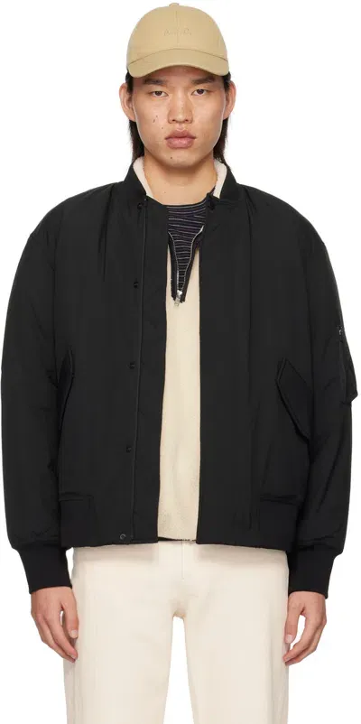 Apc Black Hamilton Bomber Jacket In Lza False Black