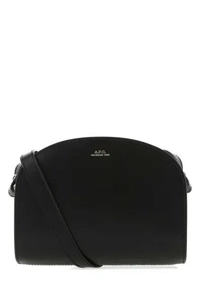 Apc Black Leather Mini Demi Lune Shoulder Bag In Lzz