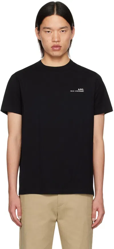 Apc Black Printed Logo T-shirt In Noir/blanc