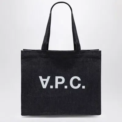 Apc A.p.c. Blue Denim Daniela Shopping Bag In Purple