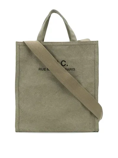 Apc Khaki Recovery Shopping Tote In Green