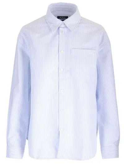 Apc Boyfriend Shirt In Organic Cotton In Light Blue