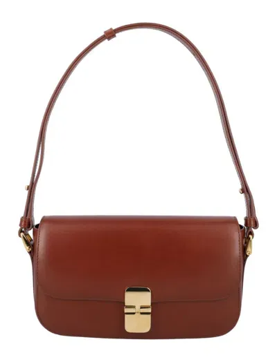 Apc Brown Grace Baguette Shoulder Bag