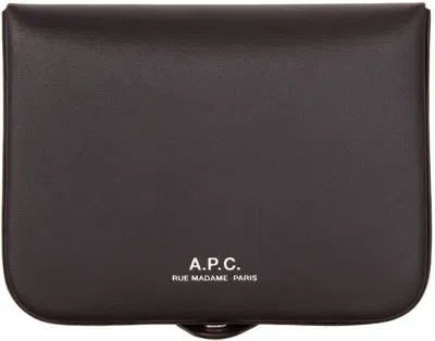 Apc Brown Josh Card Holder In Cae Dark Brown