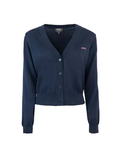 Apc Cardigan Berenice Blu Navy In Dark Navy / Framboise