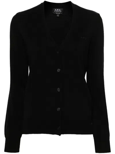 Apc A.p.c. Cardigan Salome Logo Clothing In Black